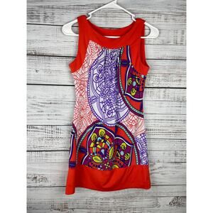 Y2K Mini Dress Colorful Small Stretch Patchwork 2000 Retro Art to Wear Hippie